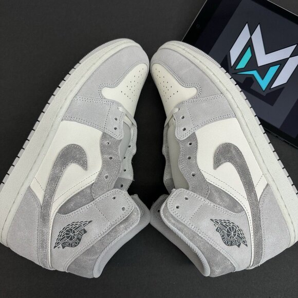 Nike Air Jordan 1 Mid SE \'Smoke Grey\' White Grey Shoes FQ7720-002 Men’s Sizes main image 6